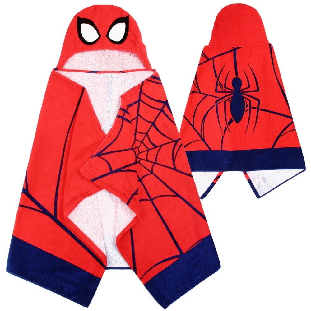NWT Marvel Spider-Man Kids Hooded Towel Wrap, 25"x 50", 100% Cotton